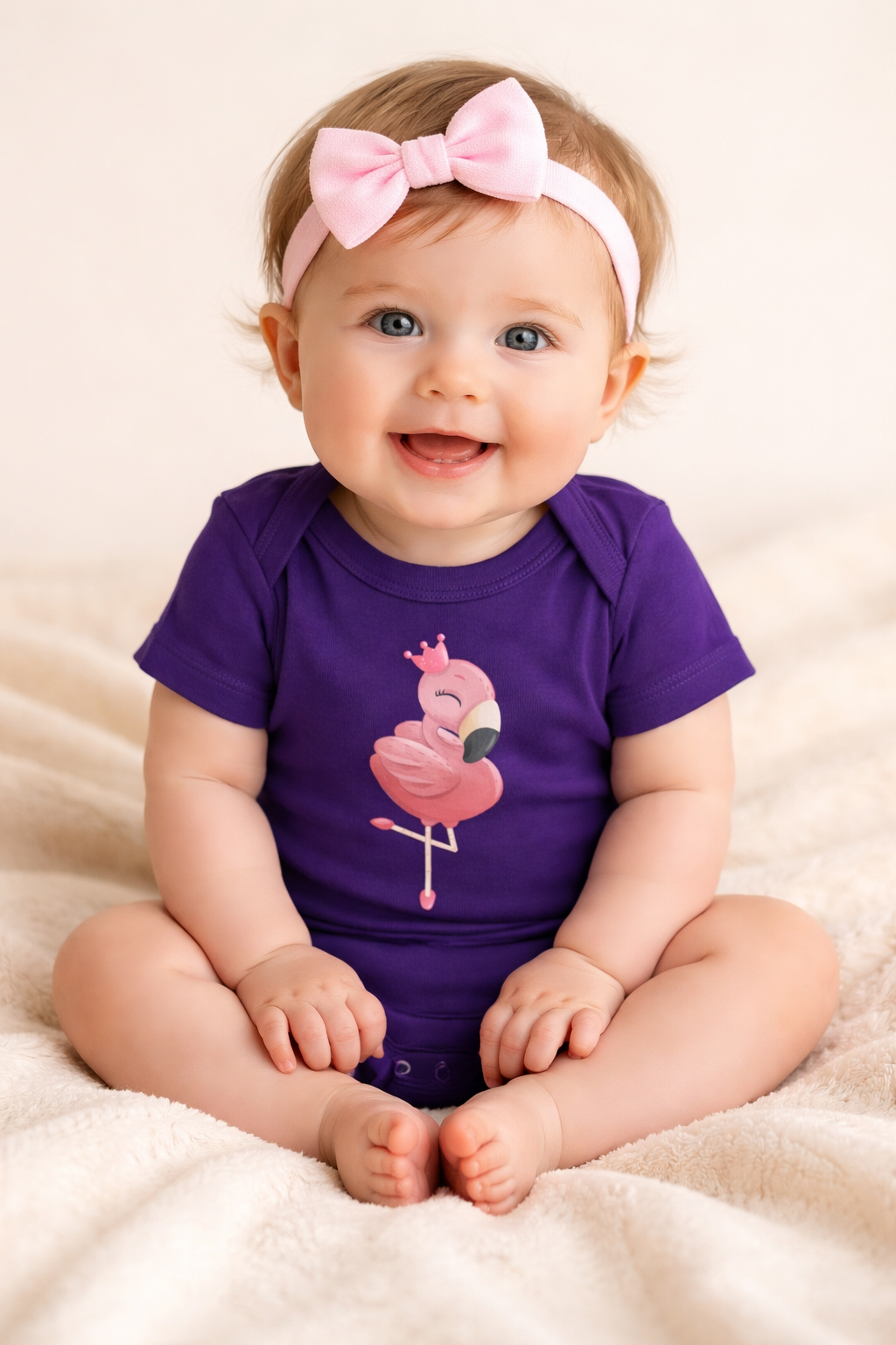 Jobka Kids Kız Bebek %100 Pamuk Pelikan Baskılı Lacivert Body