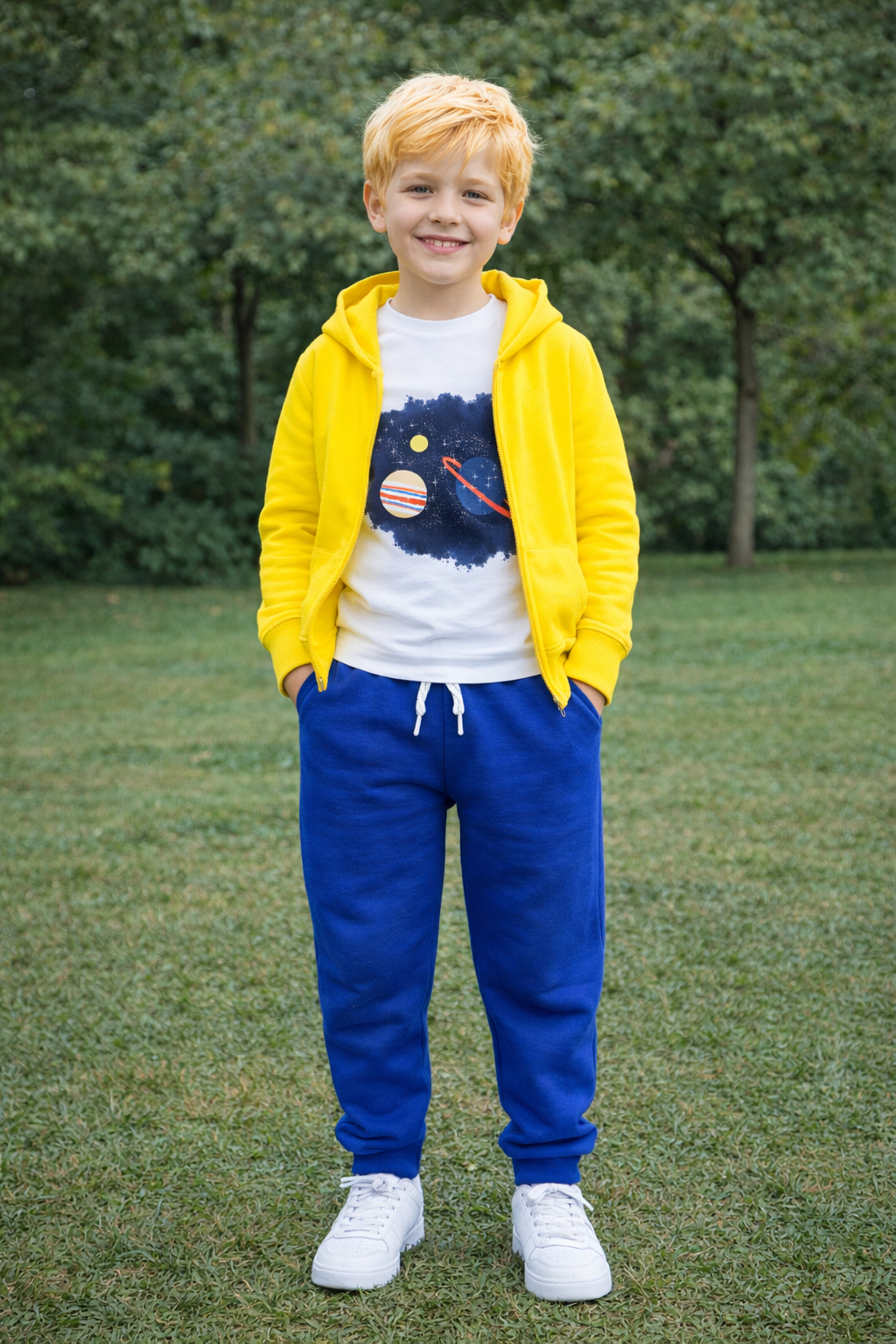 Jobka Kids Erkek Beli Lastikli 3 Cepli %100 Pamuk Saks Renk Eşofman Altı