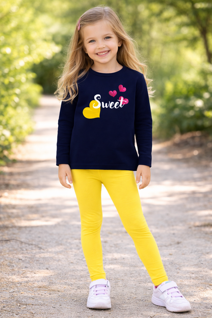Jobka Kids Kız Çocuk %100 Pamuk Sarı Renk Tayt