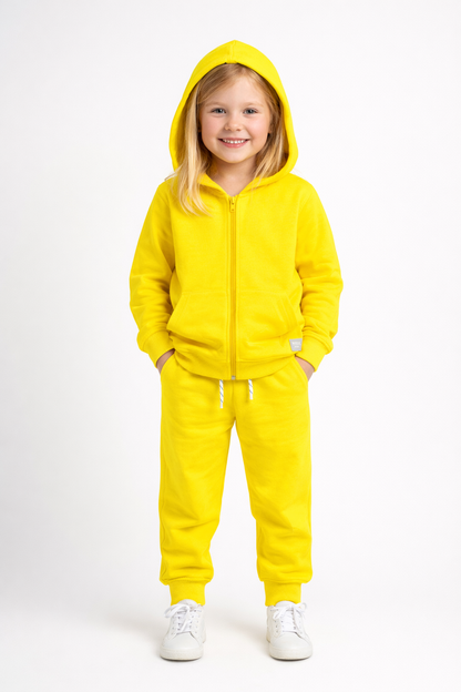 Jobka Kids Kız %100 Pamuk Sarı Rengi Eşofman Takımı