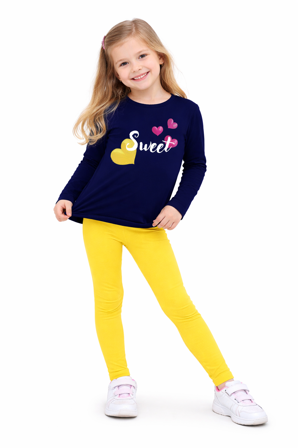 Jobka Kids Kız Çocuk %100 Pamuk Sarı Renk Tayt
