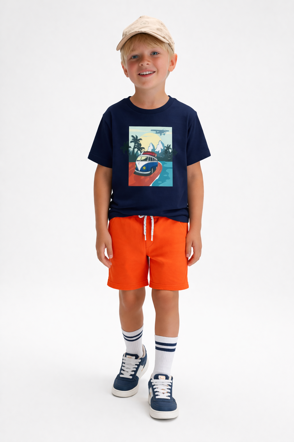 Jobka Kids Erkek %100 Pamuk Turuncu Şort