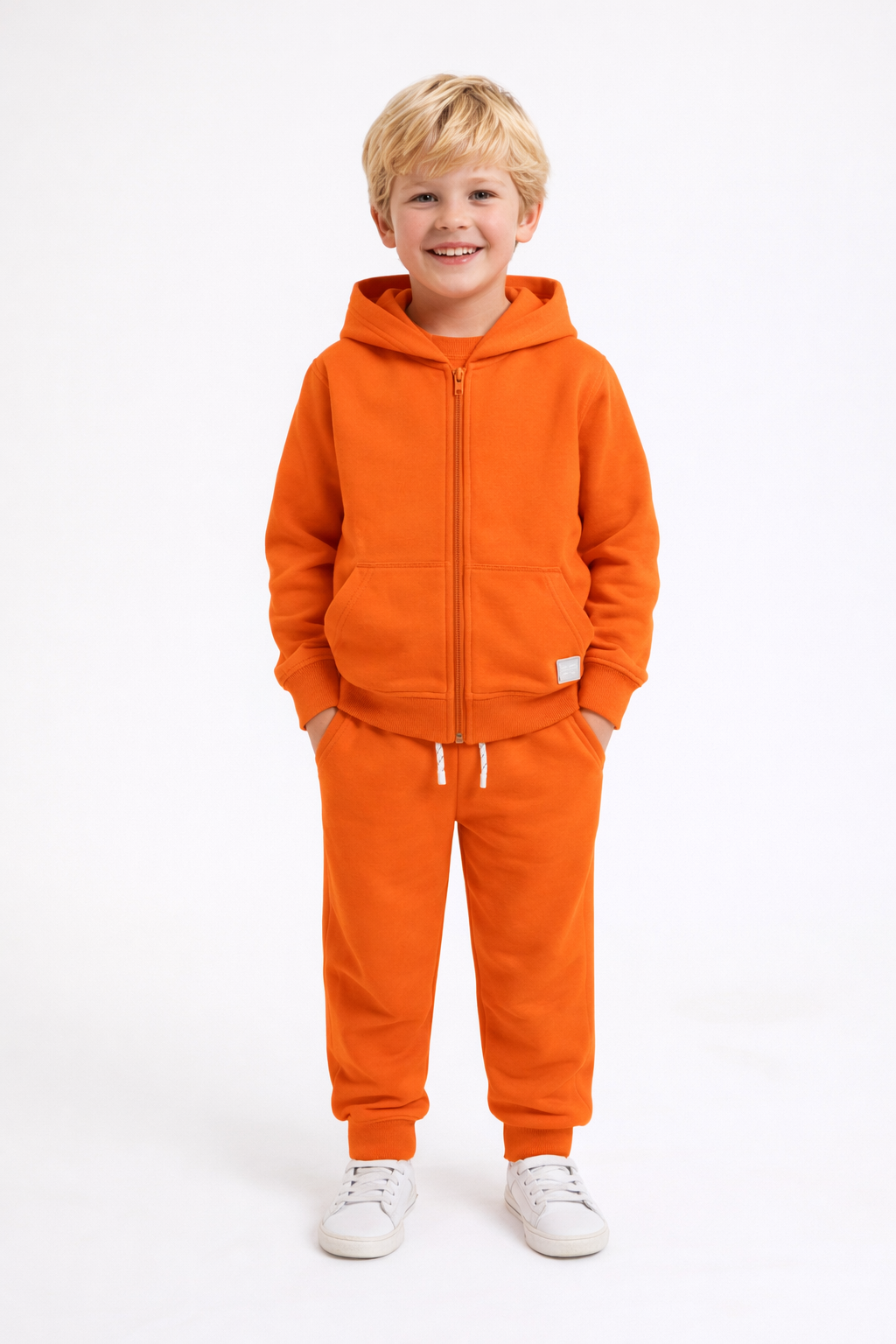 Jobka Kids Erkek %100 Pamuk Turuncu Rengi Eşofman Takımı