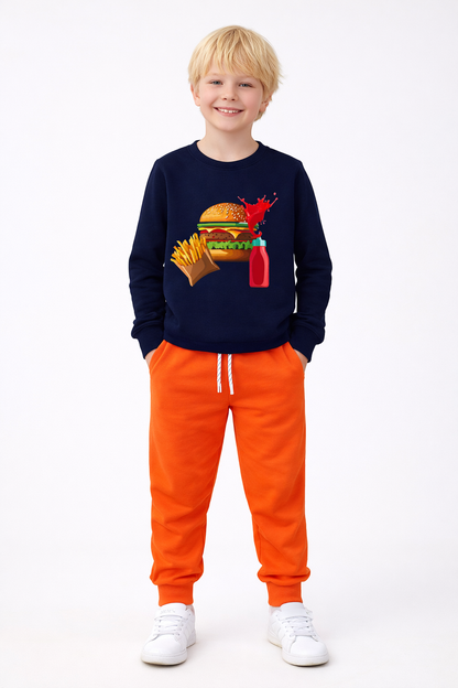 Jobka Kids Erkek Beli Lastikli 3 Cepli %100 Pamuk Turuncu Renk Eşofman Altı