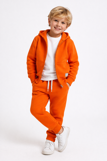 Jobka Kids Erkek %100 Pamuk Turuncu Rengi Eşofman Takımı